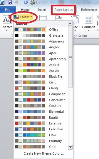 microsoft word for mac, change theme colors